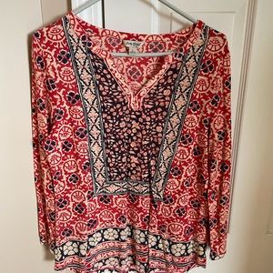Boho style three quarter sleeve top